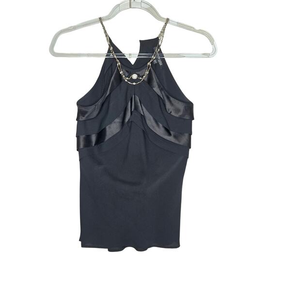 Kenneth Cole Black Chain Halter Top Womens SZ 2 Gothic Lolita Vampire Witch Y2K - Picture 1 of 6